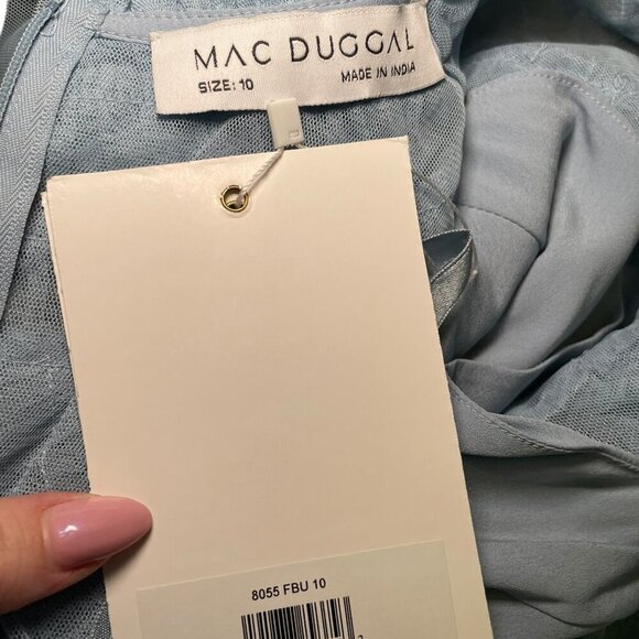 Mac Duggal French Blue Ruffle Midi Dress NWT Size 10 Style 8055 A-Line - Picture 5 of 6